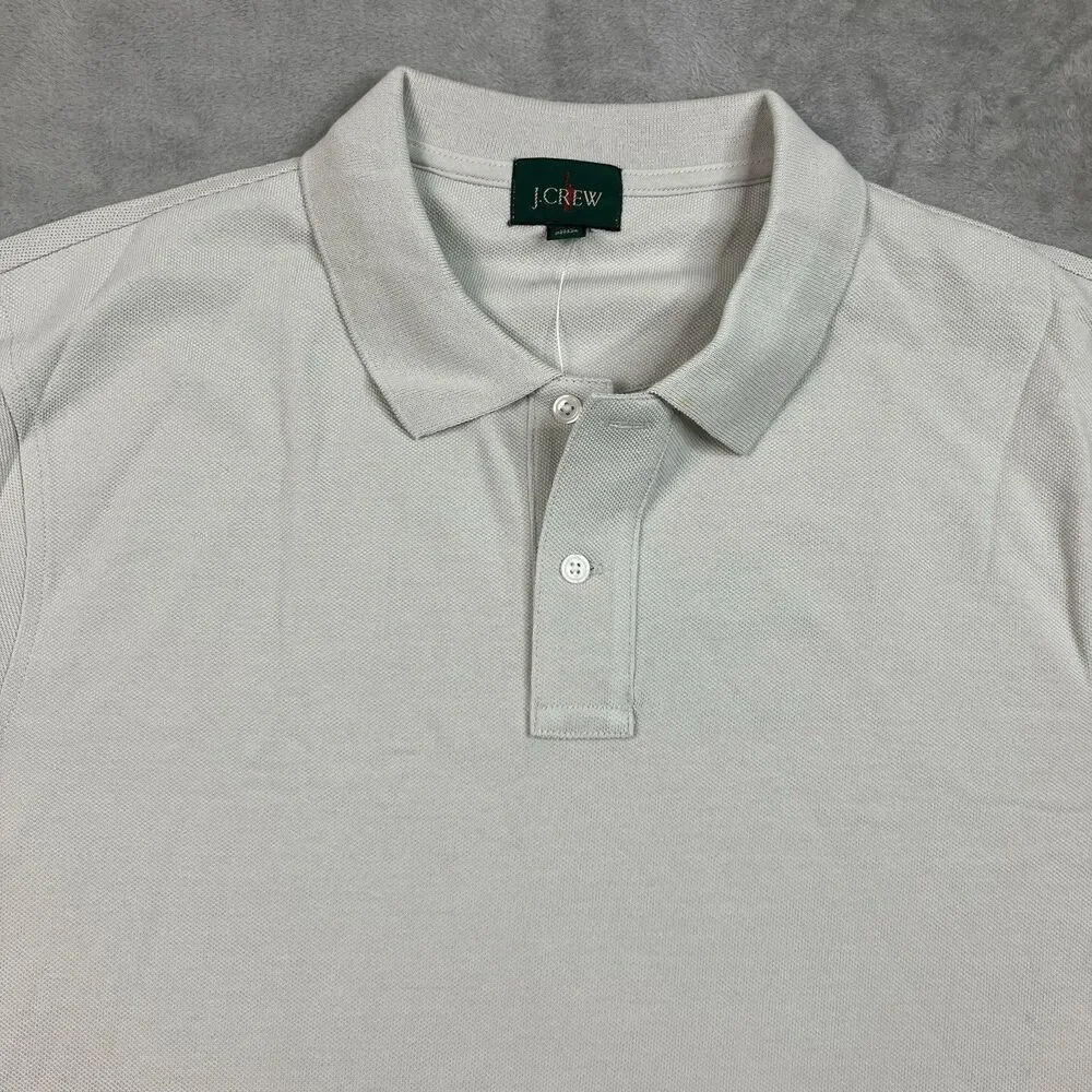 J.Crew Long Sleeve Pique Polo Shirt Mens XL Stone Cotton Classic Preppy Golfwear
